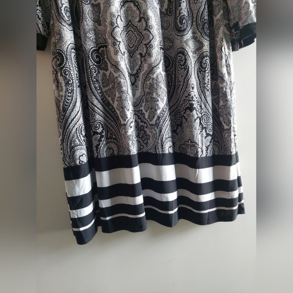 Paisley Pattern Art To Wear Stretch Knit Knee Length Sheath Dress Black White 3X - Picture 5 of 8